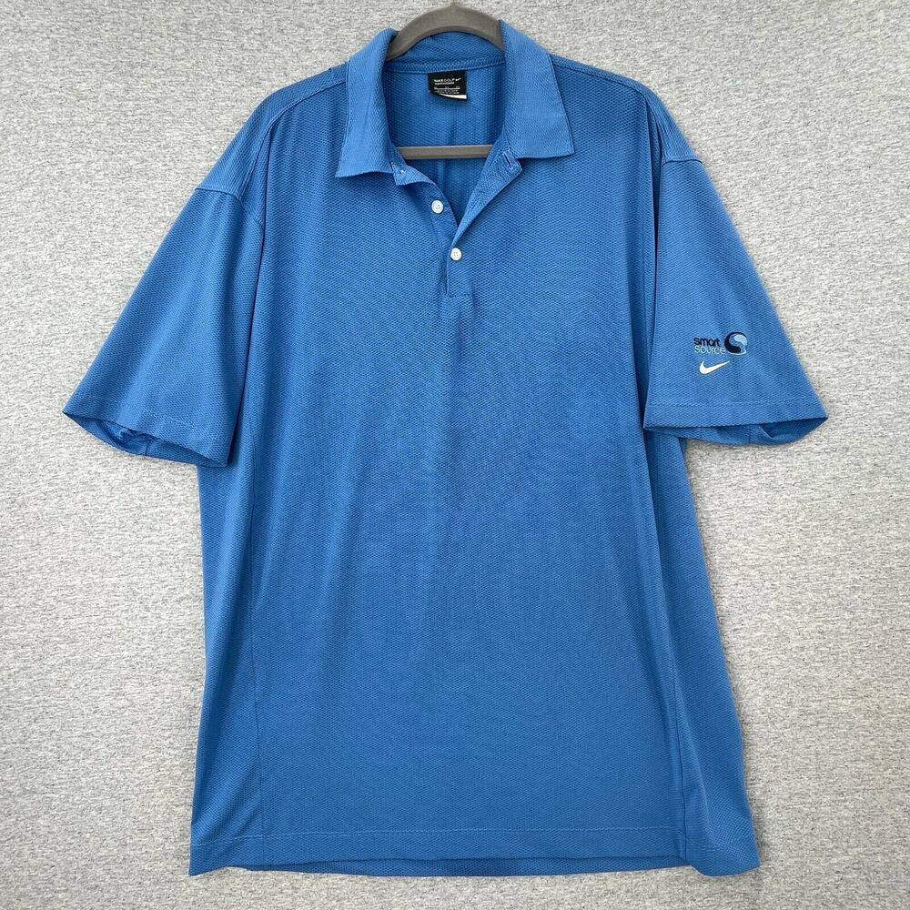Nike Golf Shirt Mens Extra Large Blue Dri Fit Polo Short Sleeve Smart Source